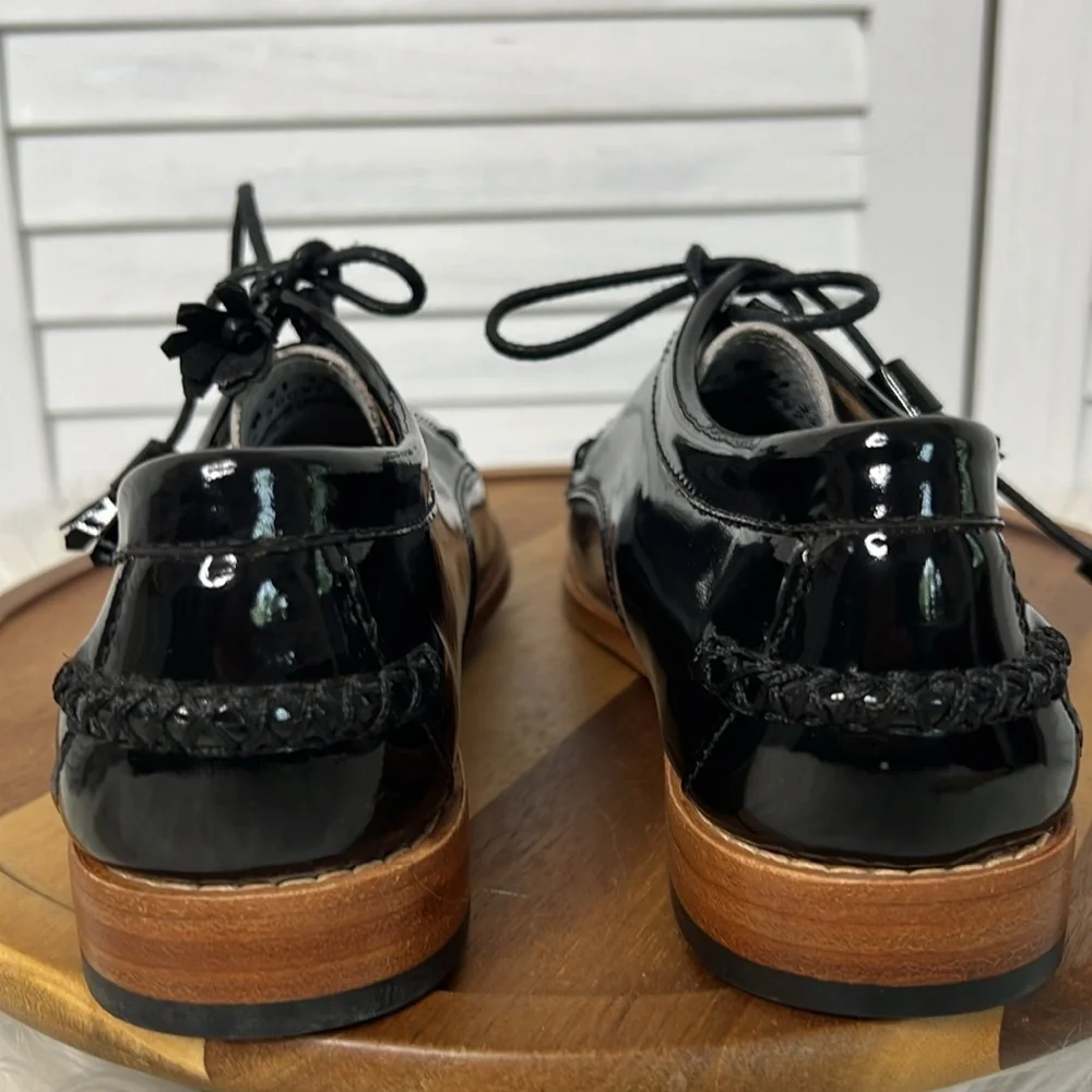 WEEJUNS l G.W. Bass & Co. The Winnie Black White Patent Leather Oxford Size 6 - Picture 4 of 12